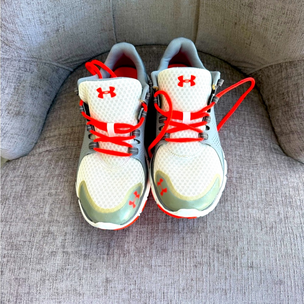 Under Armour Gray And Orange Mens Athletic Sneakers